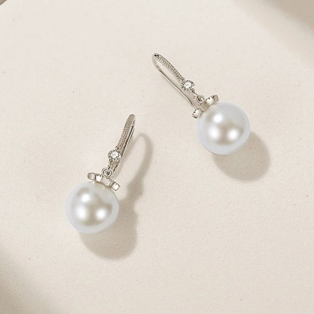 925 Sterling silver Pretty crystal pearl earrings for women fashion desi… - Picture 6 of 6